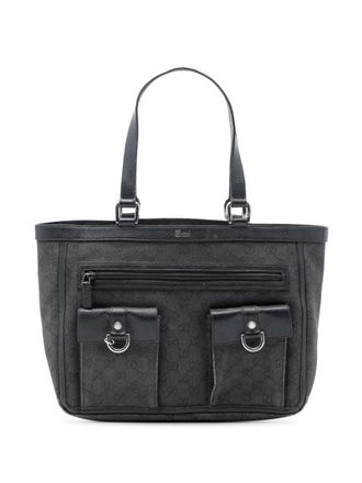 Gucci Borsa tote GG Abbey in denim con tasche e anello a D 2016-2025 - Grigio