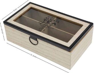 Trade Shop Trade Shop - Scatola Contenitore In Legno Per T&egrave; Con Bacheca 4 Posti Scomparti Vetrina 219599