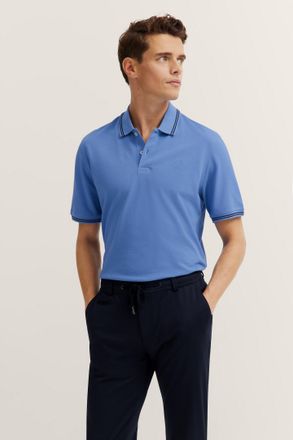 Bugatti Poloshirt BUGATTI, Herren, Gr. 3XL, blau (340, blaugrau), 100% Baumwolle, unifarben, normal, ohne Ausschnitt, Rippb&uuml;ndchen, Shirts Poloshirt, mit Kont