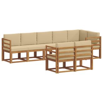 vidaXL Conjunto De Sof&aacute;s De Exterior Con Coj&iacute;n 8 Pcs Natural Y Beige Vidaxl