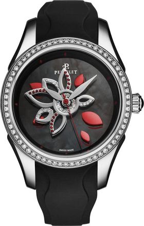 Perrelet Diamond Flower Automatic Black Dial Ladies Watch A2037/C