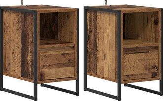 vidaXL Bedside Table 2 pcs Old Wood 39.5 x 30 x 50 cm Engineered Wood vidaXL