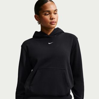 Nike Womens Studio Fleece Lightweight French Terry Pullover Hoodie in Black | IM8515-001