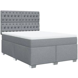 vidaXL Vidaxl - Cama Box Spring Con Colch&oacute;n Tela Gris Claro 160x200 Cm