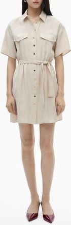 Mango Belted Mini Shirtdress in Beige at Nordstrom Rack, Size 8