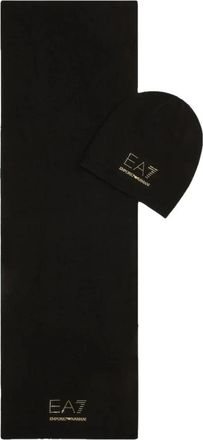 Emporio Armani Gebreide Muts en Sjaal Set - Dames - Wintersjaals - Zwart - ONE Size - Tweed - Accessoires