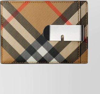 Burberry check pattern card holder with money clip