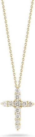 Roberto Coin Roberto Coin 18K Yellow Gold Tiny Treasures Diamond Tapered Cross Necklace - 001857Aychx0