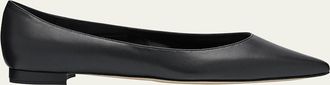 Manolo Blahnik Gala Lambskin Point-Toe Ballerina Flats