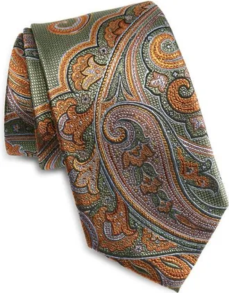 Nordstrom Paisley Silk Tie in Olive at Nordstrom