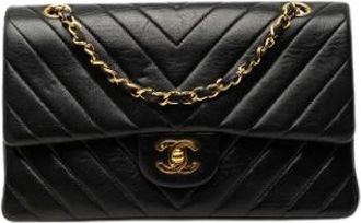 Chanel Pre-owned Vintage Double Flap Shoulder Bag - Dames - Vintage Schoudertas - Zwart - ONE Size - Leer - Vintage