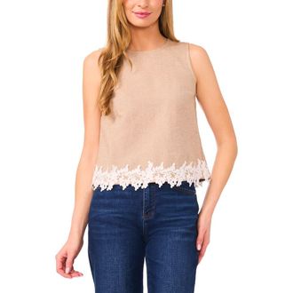 CeCe by Cynthia Steffe Lace Trim Sleeveless Top in Toffee at Nordstrom, Size X-Large