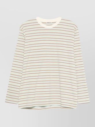 Auralee cotton striped crew neck long sleeve shirt