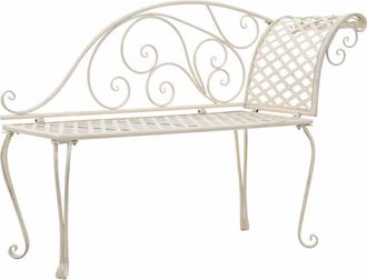 vidaXL Vidaxl - Banco Tumbona De Jard&iacute;n De Acero Blanco Envejecido 128 Cm