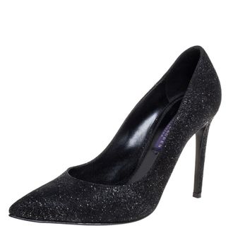 Ralph Lauren Collection Ralph Lauren Black Glitter Pointed Toe Pumps