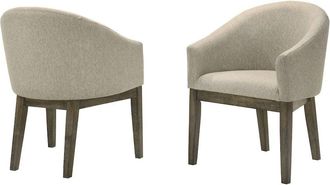 Best Master Furniture Upholstered Barrel-Style Dining Chairs, Set of 2, Reclaimed Weather Grey