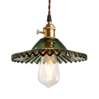 OEM L&aacute;mpara Colgante Industrial Retro E27, Pantalla De Cristal Retro, Apta Para Bombillas E27, L&aacute;mpara De Techo Industrial (verde)