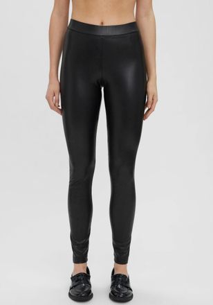 Vero Moda Lederimitathose VERO MODA VMGANA MR PL LEGGING, Damen, Gr. XS (34), L&auml;nge 32, schwarz, Web, Obermaterial: 95% Polyester, 5% Elasthan, leicht gl&auml;nzend,