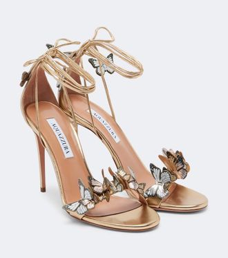 Aquazzura Papillon 105 appliqu&eacute; leather sandals