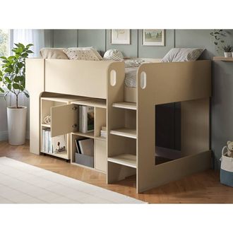 Flair Leo Mid Sleeper with Desk & Storage Scandi Light Oak | Size: Single