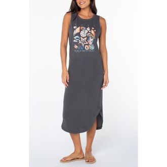 Roxy Painted Shells Sleeveless Midi Dress in Phantom at Nordstrom, Size X-Small