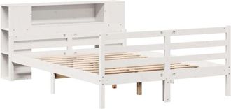 vidaXL Bookcase Bed without Mattress White 135x190 cm Double Solid Wood Pine Vidaxl