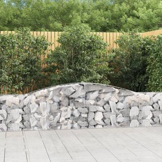 Berkfield Home Arched Gabion Baskets 6 pcs 400x30x60/80 cm Galvanised Iron in Silver