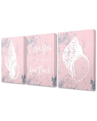 Stupell Industries Love You To The Beach Pink Shells By Daphne Polselli