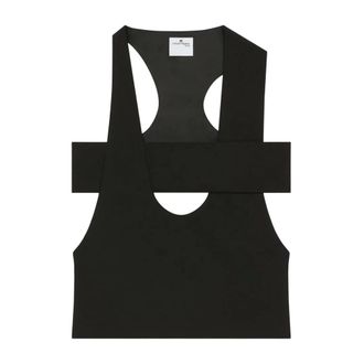 Courrèges Sleeveless Tops, female, Black, XS, Open Back Black Top