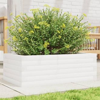 vidaXL Vidaxl - Jardinera De Madera Maciza De Pino Blanca 70x40x23 Cm