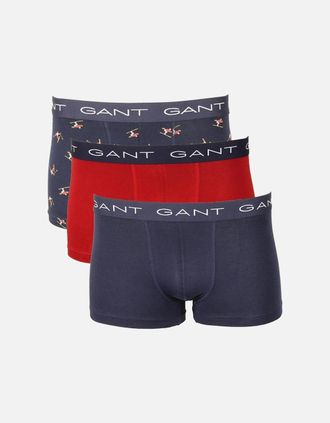 GANT Mens GANT 3-Pack Skier Print Boxer Trunks Gift Set, Evening Blue - Navy - Size: 32/34/35