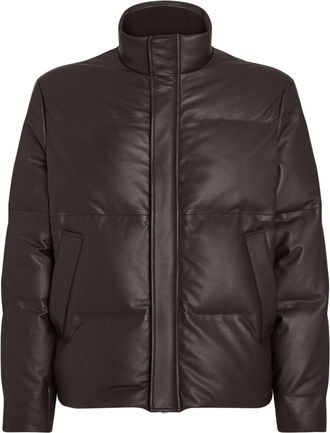 Ermenegildo Zegna leather padded jacket - men - Calf Leather - 54 - Brown