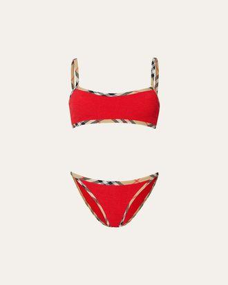 Burberry Tyler Check-Trim Two-Piece Swimsuit