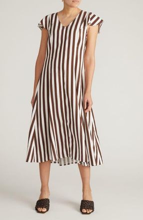 Universal Standard Victoria Linen Blend Dress in Peppercorn Stripe at Nordstrom, Size Xs