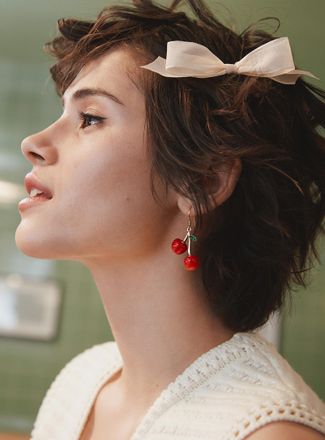 Simons Womens Red cherry earrings