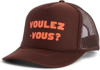 Clare Vivier Voulez Vous Snapback Trucker Hat in Chocolate at Nordstrom