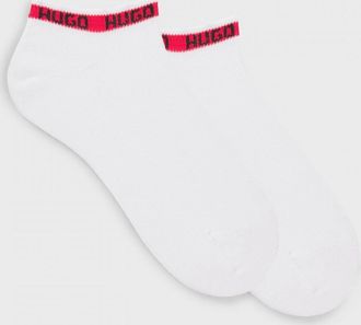 HUGO BOSS Mens HUGO 2 Pack Mens Ankle-Length Socks with Branded Cuffs - White 100 - Size: 6/6.5/7.5/7/11/10/8/8.5/12/9.5/9/11.5/10.5