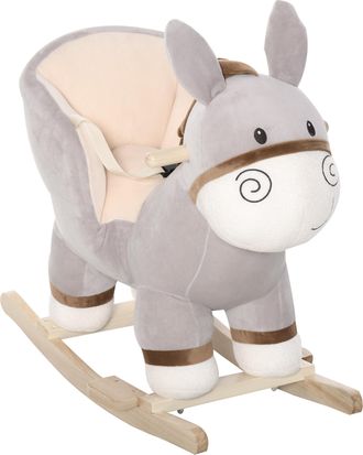 HOMCOM Caballo balanc&iacute;n de beb&eacute; 61x34x58 cm gris
