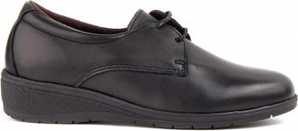 Purapiel Anilav 104911 Leather Oxford with Wedge for Women, Black/White, 8.5 UK