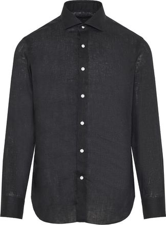 Barba Heren, Overhemden, Zwart, Maat: L Linnen