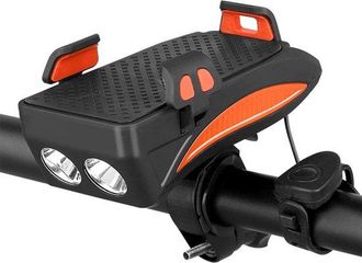 No Brand Iluminaci&oacute;n Para Bicicleta -soporte Para Tel&eacute;fono M&oacute;vil Con Bater&iacute;a Externa Para Bicicleta -soporte Para Smartphone Para Bicicleta -2400 Mah -timbre -