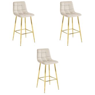 OEM Taburete Arceto - Terciopelo Beige / Patas Doradas X 3