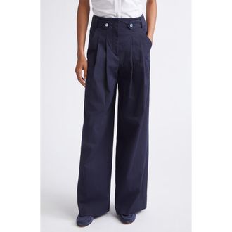 Veronica Beard Allman High Waist Wide Leg Pants in Navy at Nordstrom, Size 00