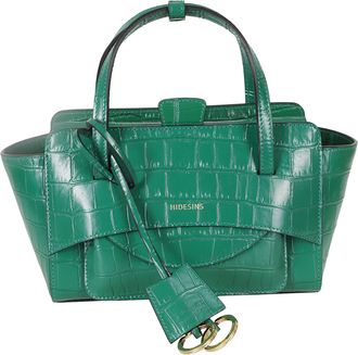 Hidesins Green Small Flap Double Handle Leather Handbag