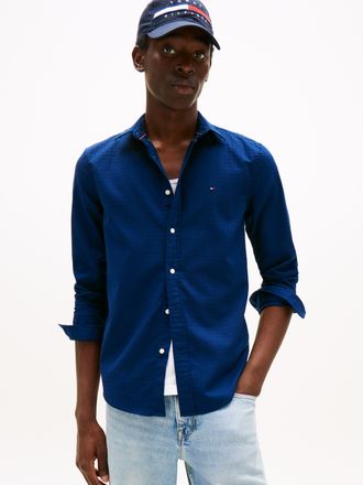 Tommy Hilfiger Langarmhemd TOMMY HILFIGER DOBBY STRUCTURE Regular Fit SHIRT, Herren, Gr. XXL, N-Gr, blau (preppy navy), Web, Obermaterial: 100% Baumwolle, regular fi