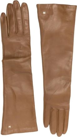 Max Mara Afidee gloves - women - Lambskin/Polyamide - 7.5 - Brown