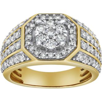 LuvMyJewelry Hex Rose 14K Yellow Gold Diamond Men Statement Ring - 1.74ct. at Nordstrom, Size 10