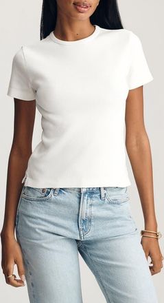 Mavi Stretch Cotton Rib T-Shirt in White at Nordstrom, Size Small