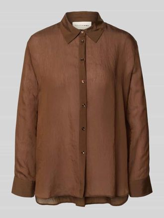 Stefanel Relaxed Fit Hemdbluse aus Lyocell-Mix in Mittelbraun, Gr&ouml;&szlig;e 34