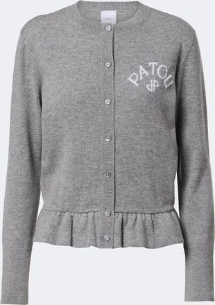 Patou Cardigan in lana e cashmere jacquard con logo
